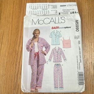 Uncut sewing pattern McCalls M5990 women’s top, camisole, pants nightwear